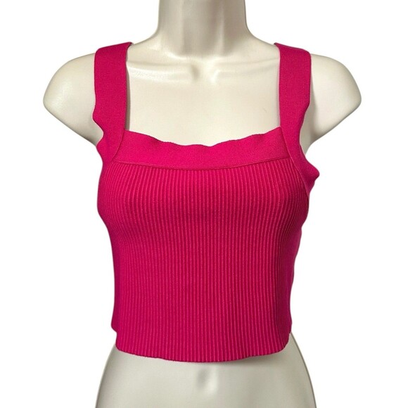 House of Harlow 1960 Tops - House of Harlow 1960 Woman's Luxe Essentials  Ribbed Cropped Top Size L Fuchsia